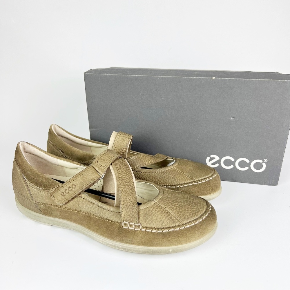 Ecco Cayla Womens Mary Jane Comfort Shoes Crisscross Navajo Brown Leather 40 - Picture 1 of 9